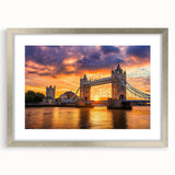 Landscape bridge frame with a silver mat, showcasing a front view of a modern design, ideal for enhancing home decor with elegance and style. Perfect for displaying art or photographs.