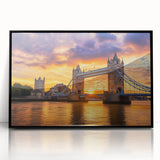 Framed acrylic landscape artwork of a bridge, showcasing vibrant colors and intricate details, set against a black background, ideal for modern home decor.