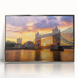 Framed acrylic artwork showcasing a stunning landscape bridge scene, featuring vibrant colors and intricate details, ideal for modern home decor.