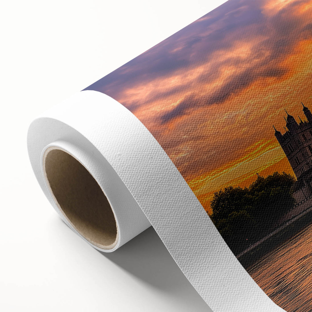 Landscape bridge rolled canvas art showcasing a serene natural scene with vibrant colors and intricate details, ideal for home decor or office settings.