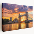 Stretched canvas artwork depicting a scenic landscape featuring a majestic bridge, vibrant colors, and detailed textures, perfect for modern home decor.
