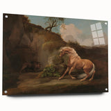 Realistic Horse and Lion Painting - George Stubbs Realism Art Canvas Print