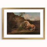 Realistic Horse and Lion Painting - George Stubbs Realism Art Canvas Print