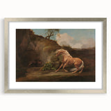 Realistic Horse and Lion Painting - George Stubbs Realism Art Canvas Print