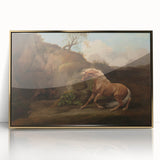 Realistic Horse and Lion Painting - George Stubbs Realism Art Canvas Print