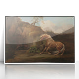 Realistic Horse and Lion Painting - George Stubbs Realism Art Canvas Print
