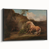 Realistic Horse and Lion Painting - George Stubbs Realism Art Canvas Print