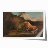 Realistic Horse and Lion Painting - George Stubbs Realism Art Canvas Print
