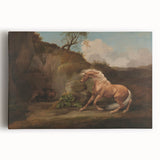 Realistic Horse and Lion Painting - George Stubbs Realism Art Canvas Print