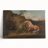 Realistic Horse and Lion Painting - George Stubbs Realism Art Canvas Print