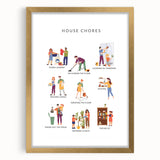 House Chores Educational Wall Art - Kids' Learning Poster