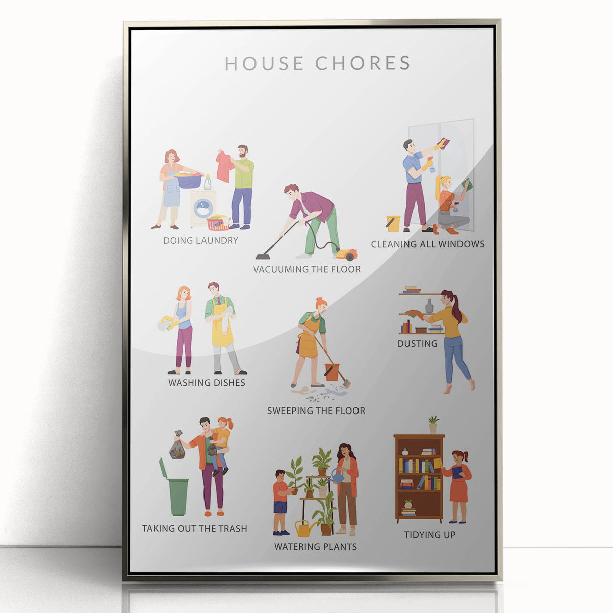 House Chores Educational Wall Art - Kids' Learning Poster