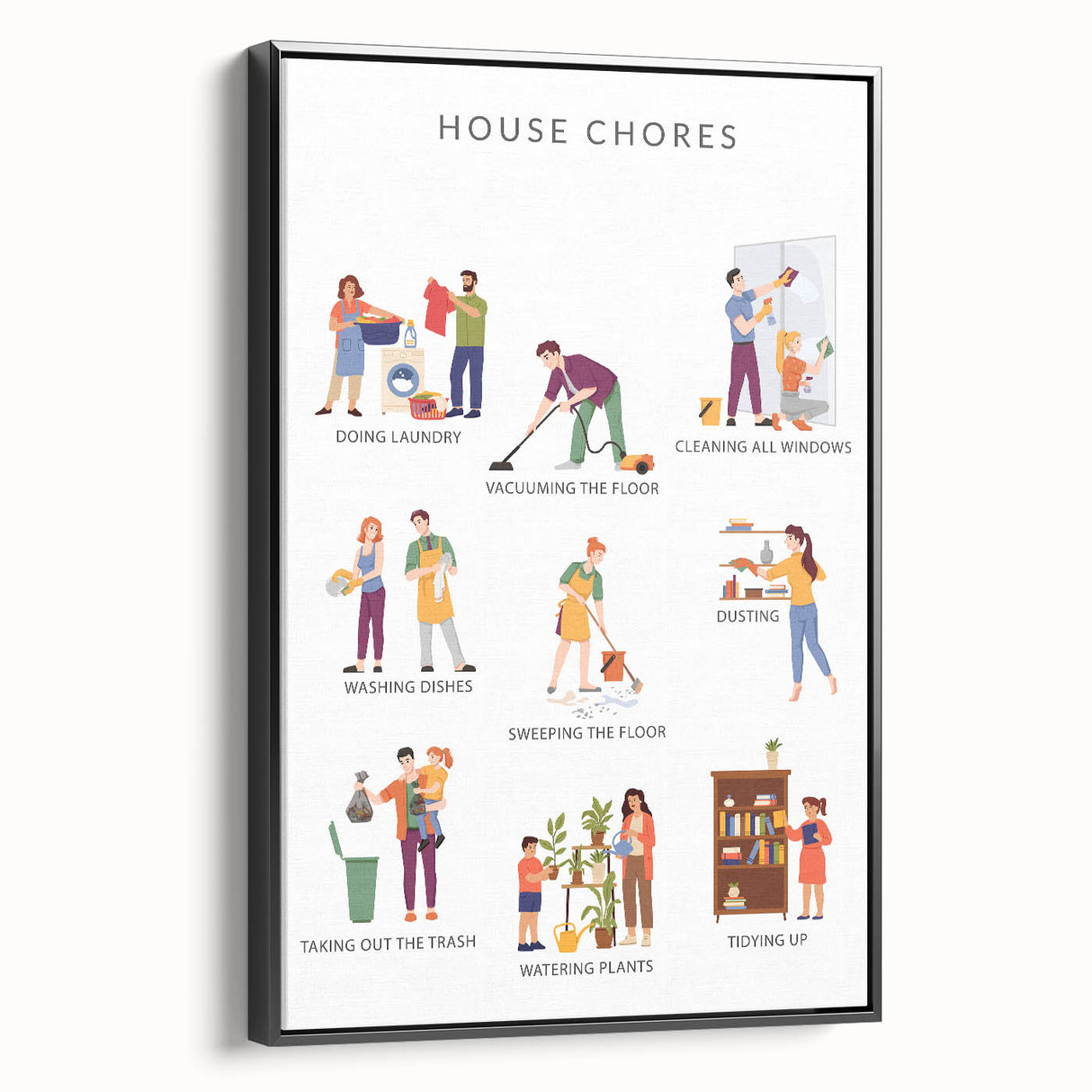 House Chores Educational Wall Art - Kids' Learning Poster