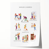 House Chores Educational Wall Art - Kids' Learning Poster