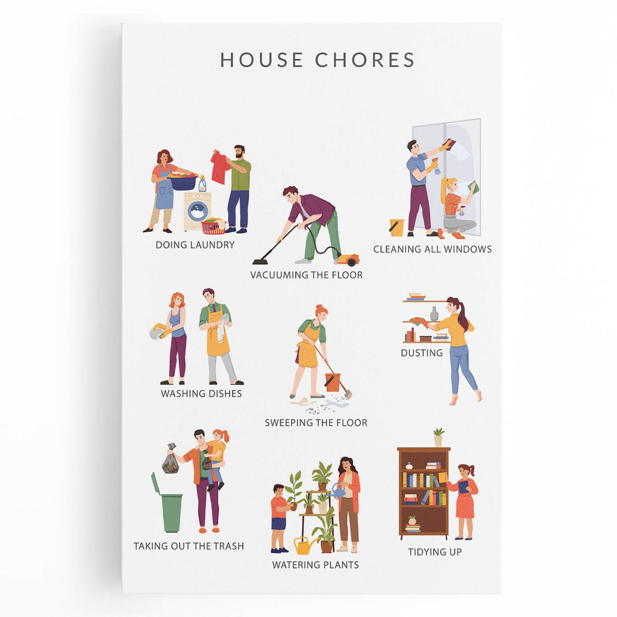 House Chores Educational Wall Art - Kids' Learning Poster