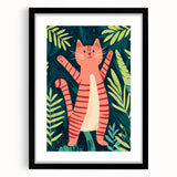 Happy Jungle Cat Illustration - Children's Wall Decor