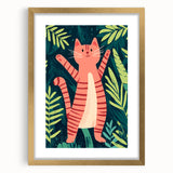 Happy Jungle Cat Illustration - Children's Wall Decor