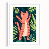 Happy Jungle Cat Illustration - Children's Wall Decor