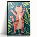 Happy Jungle Cat Illustration - Children's Wall Decor