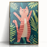 Happy Jungle Cat Illustration - Children's Wall Decor