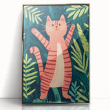 Happy Jungle Cat Illustration - Children's Wall Decor