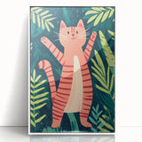 Happy Jungle Cat Illustration - Children's Wall Decor