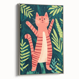 Happy Jungle Cat Illustration - Children's Wall Decor