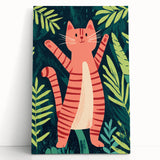 Happy Jungle Cat Illustration - Children's Wall Decor