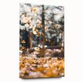 Large abstract wall art depicting autumnal colors on acrylic glass, suitable for bedroom or dining room decor.