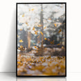 Large abstract wall art featuring mid-century modernist fall colors on acrylic, framed in black, suitable for modern decor.