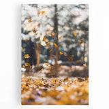 Large black and white stretched canvas depicting a stylized fall tree, ideal for kitchen wall art.