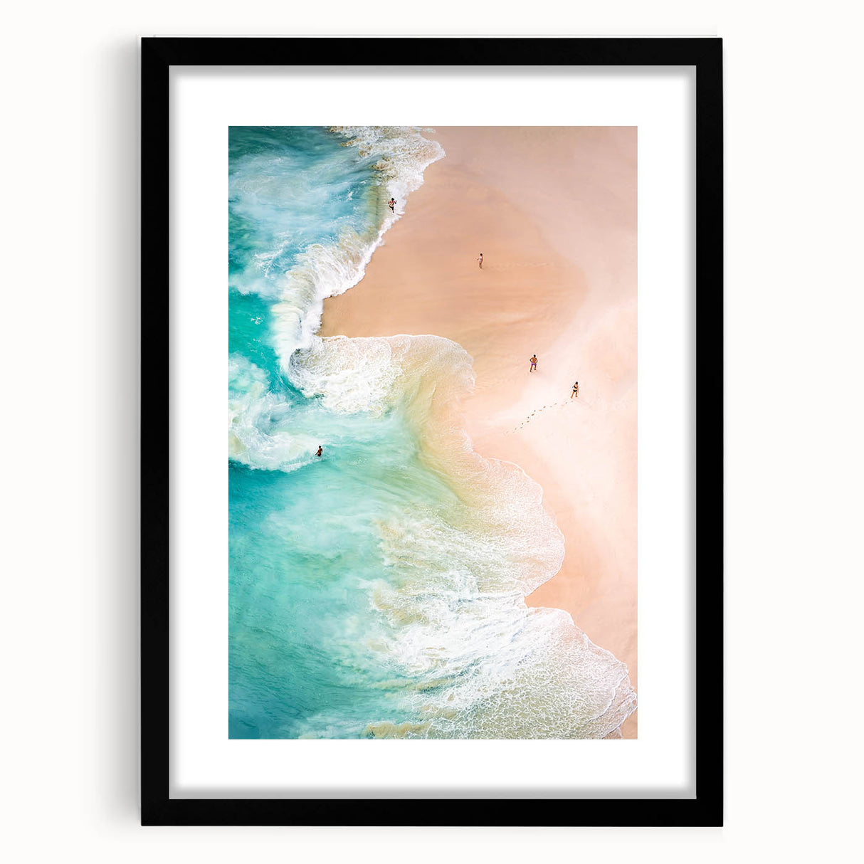 Extra large abstract art print featuring vibrant, colorful textures, displayed in a black frame with mat.