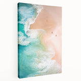 Side view of a large stretched canvas depicting a summer scene in vibrant yellow and green tones.