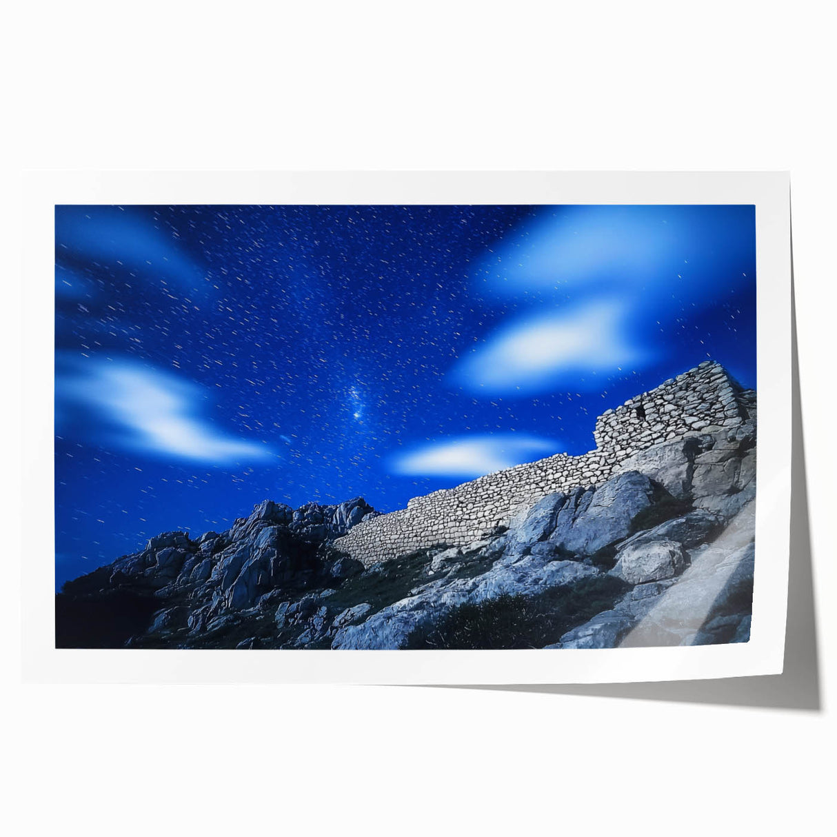 Stunning rolled canvas print showcasing a breathtaking landscape of rugged cliffs and serene waters, ideal for home decor or gallery displays, packaged securely in a protective cardboard tube.