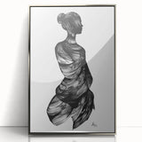 Framed abstract figurative wall art in silver acrylic, showcasing fluid shapes and vibrant colors, perfect for modern home decor. Ideal for enhancing artistic spaces.