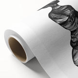 Vibrant abstract figurative rolled canvas artwork showcasing bold colors and dynamic shapes, elegantly packaged in a protective cardboard tube for display.