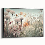 Framed abstract floral wall art in a black frame, showcasing vibrant colors and intricate design, perfect for modern home decor and enhancing interior aesthetics.