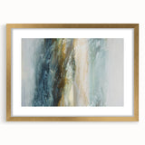 Abstract landscape wall art framed in gold, showcasing vibrant colors and intricate patterns, perfect for modern home decor, enhancing any living space.