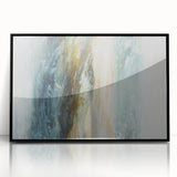 Framed abstract landscape wall art featuring vibrant colors and intricate designs in a sleek black frame, perfect for modern home decor. Ideal for enhancing living spaces with a contemporary touch.