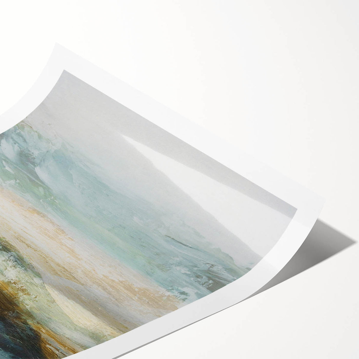Abstract landscape wall art print showcasing vibrant colors and fluid shapes, ideal for modern decor. Rolled for shipping in a protective tube.