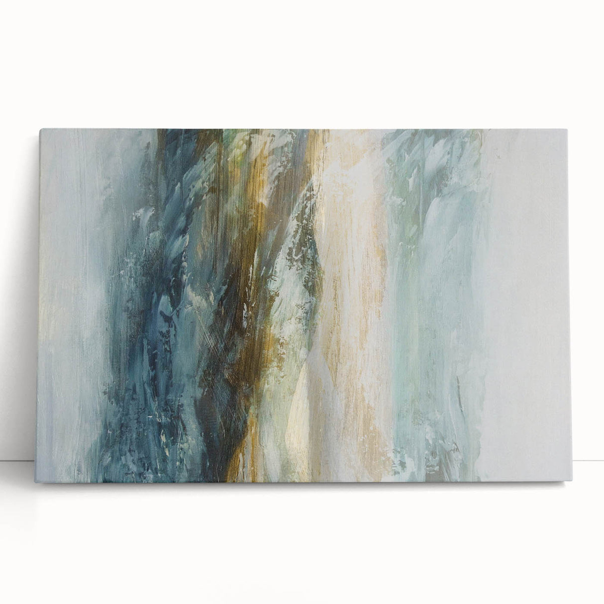 Abstract landscape wall art on stretched canvas, showcasing vibrant colors and dynamic shapes, perfect for modern home decor. Ideal for enhancing living spaces with artistic flair.