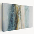 Stretched canvas wall art depicting an abstract landscape with vibrant colors and fluid shapes, designed to enhance modern interior decor with a contemporary touch.