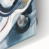 Fluid Abstract Wall Art – Navy, White & Gold with Textured Details