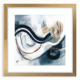 Fluid Abstract Wall Art – Navy, White & Gold with Textured Details