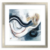 Fluid Abstract Wall Art – Navy, White & Gold with Textured Details