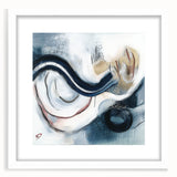 Fluid Abstract Wall Art – Navy, White & Gold with Textured Details