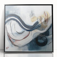 Fluid Abstract Wall Art – Navy, White & Gold with Textured Details