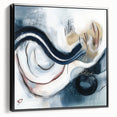 Fluid Abstract Wall Art – Navy, White & Gold with Textured Details