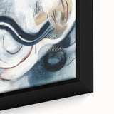 Fluid Abstract Wall Art – Navy, White & Gold with Textured Details