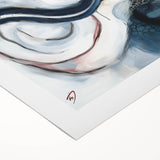 Fluid Abstract Wall Art – Navy, White & Gold with Textured Details